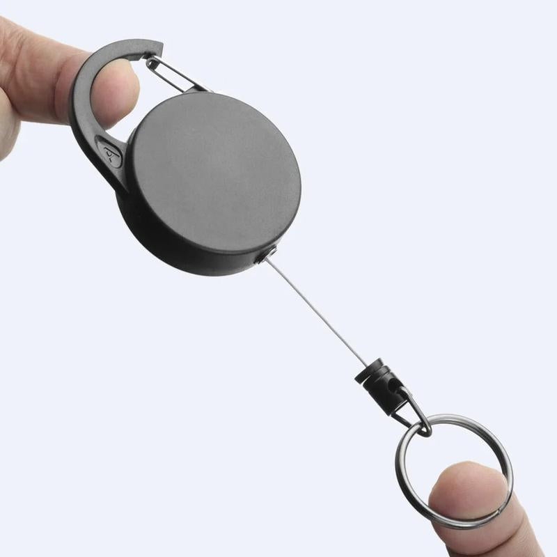 Multifunctional retractable keychain holder close-up view