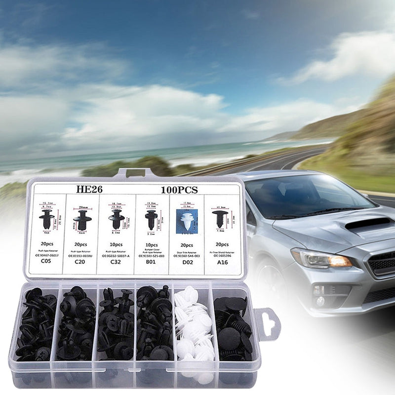 Auto Fastener Clips Car Fender Push Retainer Pin Rivet (100pcs)