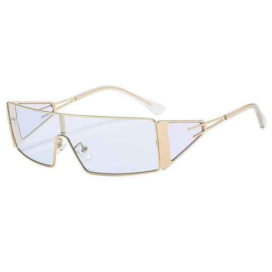 Coloured-Lens Stylish Square Metal Sunglasses