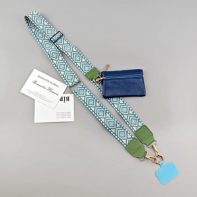 Adjustable crossbody phone lanyard in use