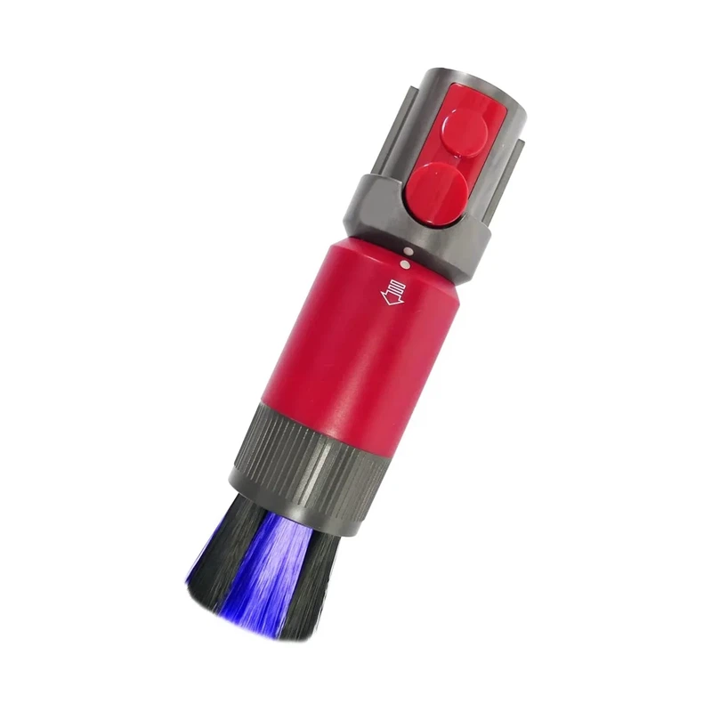 Red dust brush attachment for Dyson vacuum cleaners showing rotating head design