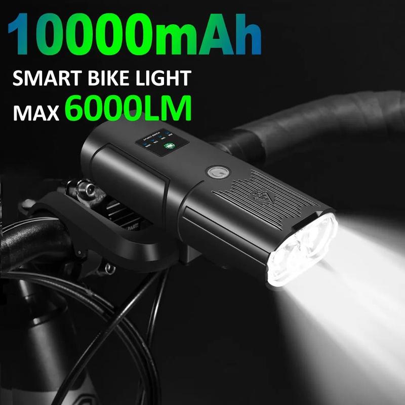 Smart Bike Light Set showing 6000 lumen front light and red rear tail light