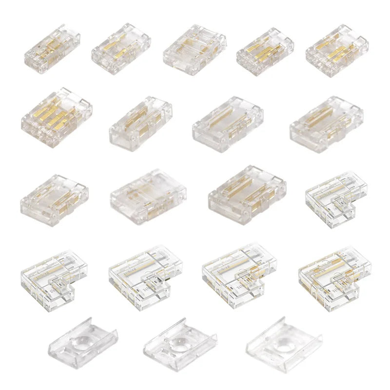 COB LED strip solderless wire connector for 8mm and 10mm strips