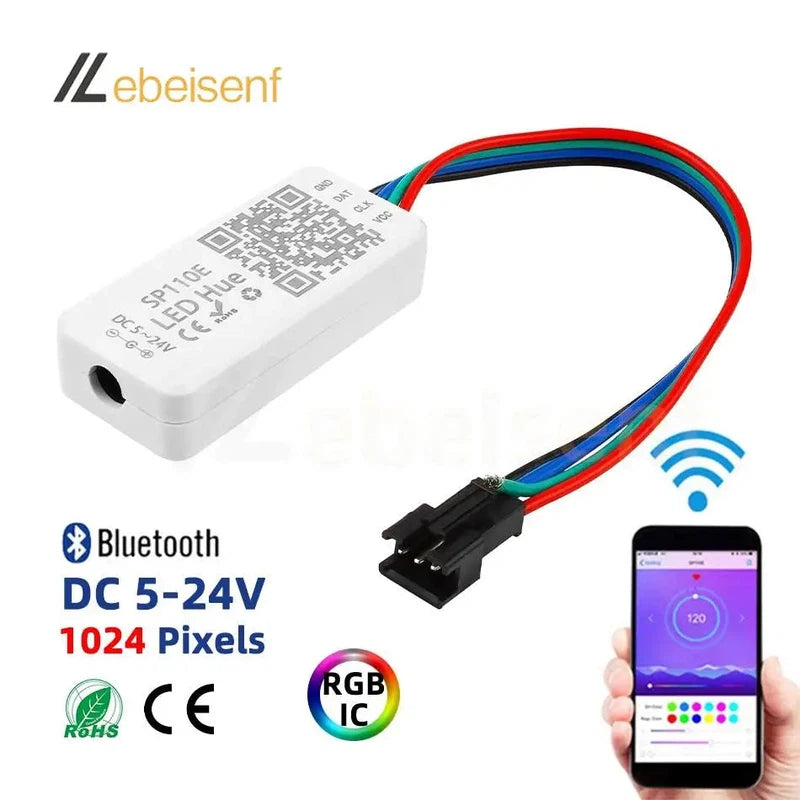 SP110E Bluetooth LED controller for addressable RGB strip lights