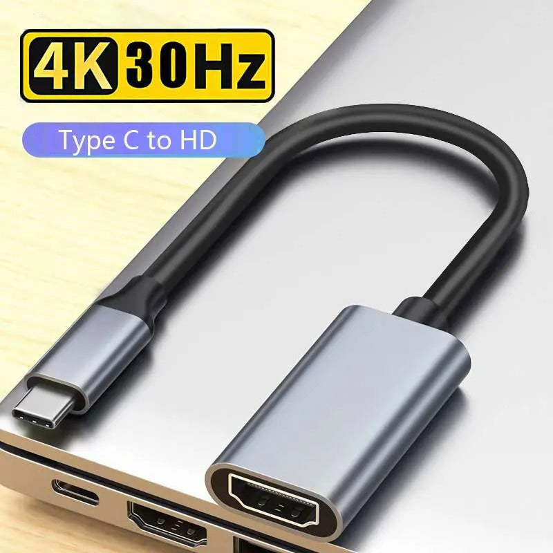 USB-C to HDMI converter cable showing 4K output capability