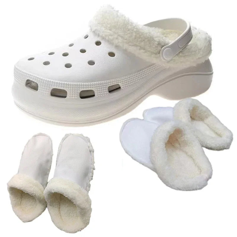 Winter warm plush shoe slipper inserts with soft fur lining