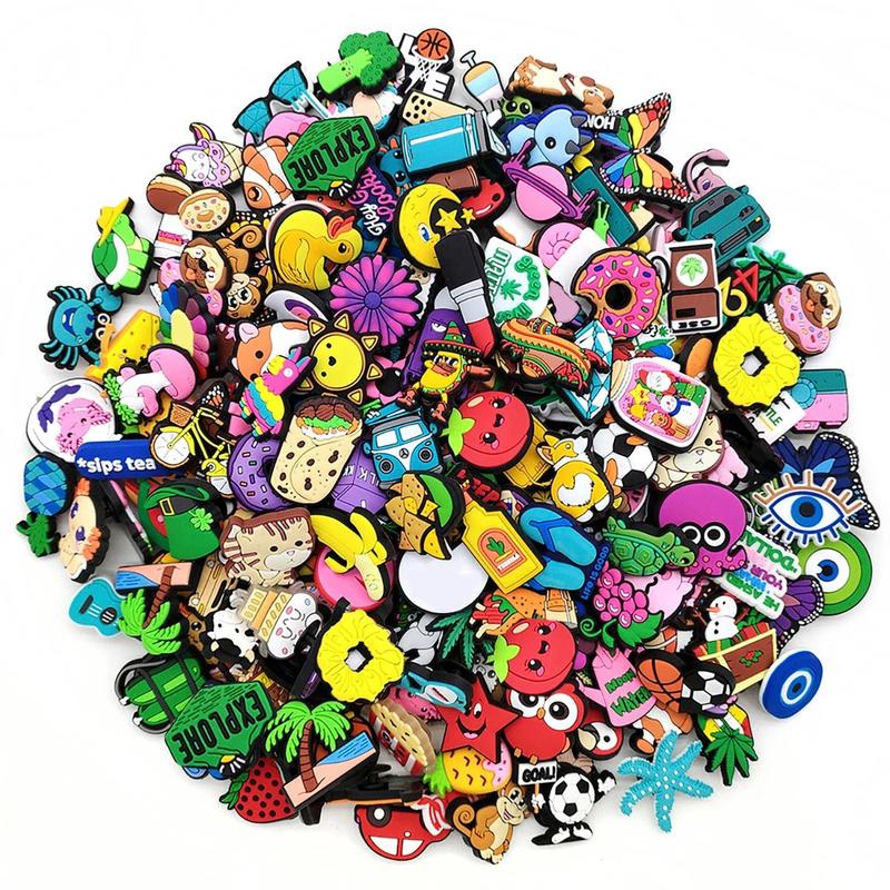 Cartoon shoe charms for clogs 60 piece colourful pack