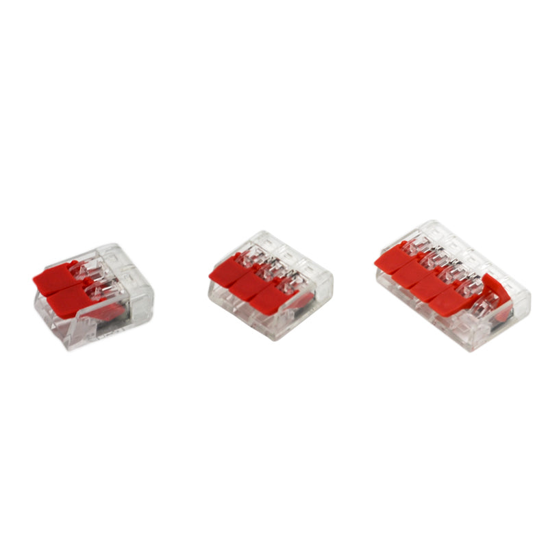 Easy wire connector terminal block showing 2-pin 3-pin and 4-pin configurations