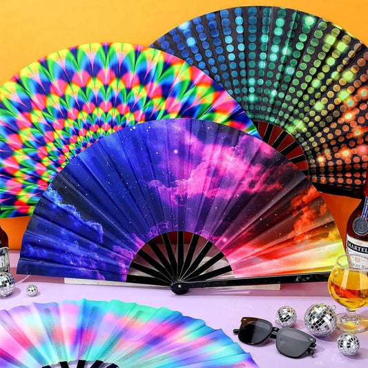 UV Glow Reactive Colourful Folding Festival & Party Fan