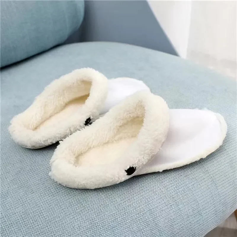 Close-up of soft fur plush shoe inserts showing thickness