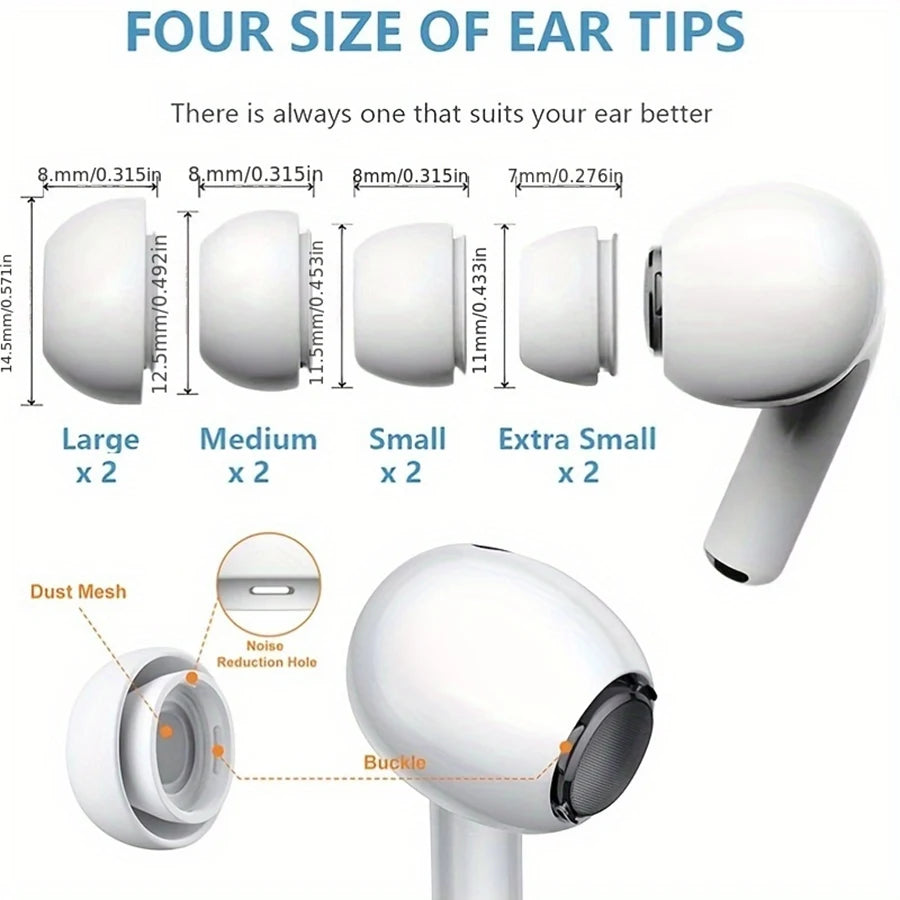 4 Pairs Silicone Ear Tips for Airpods Pro 1 2 earphones