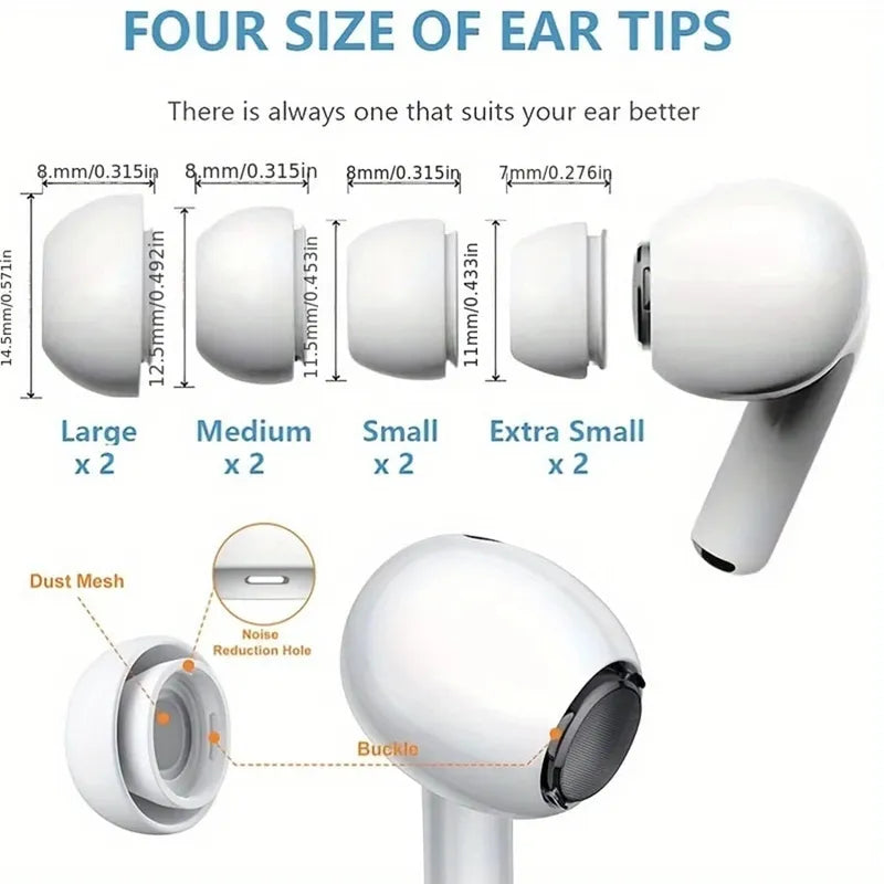Silicone Ear Tips for Air pods Pro 1 2 earphones (4 Pairs)