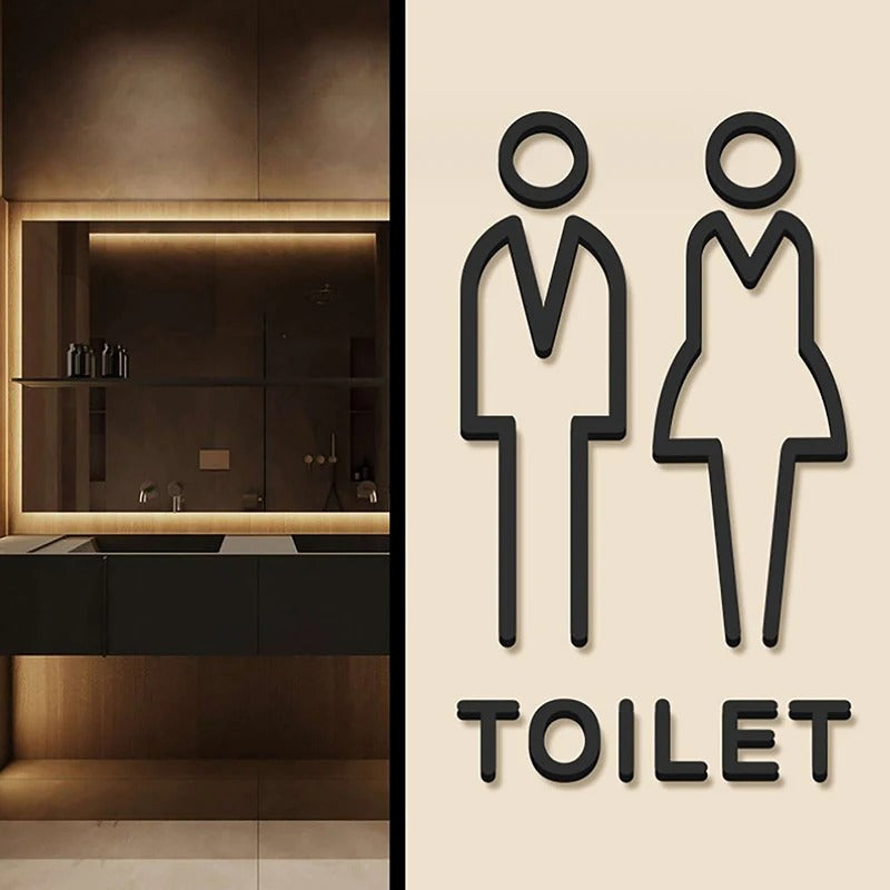 Modern WC door sign showing unisex bathroom symbol