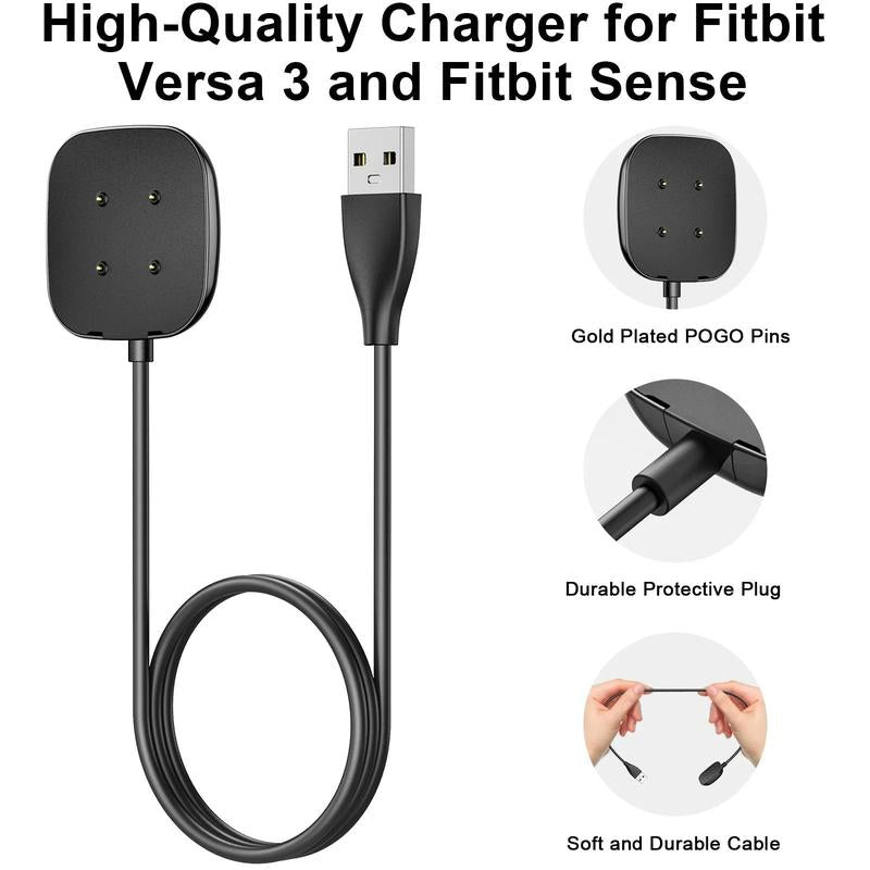 Portable 96cm magnetic USB charger for Fitbit Versa 3 and Sense smartwatches