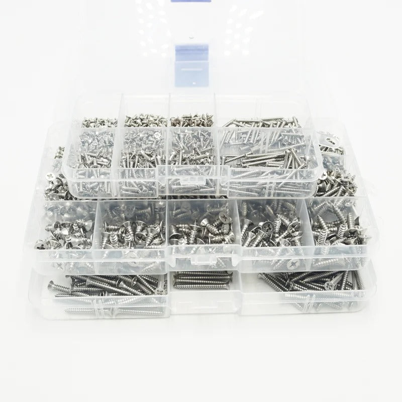 M2 M3 M4 tapping screw kit showing various lengths