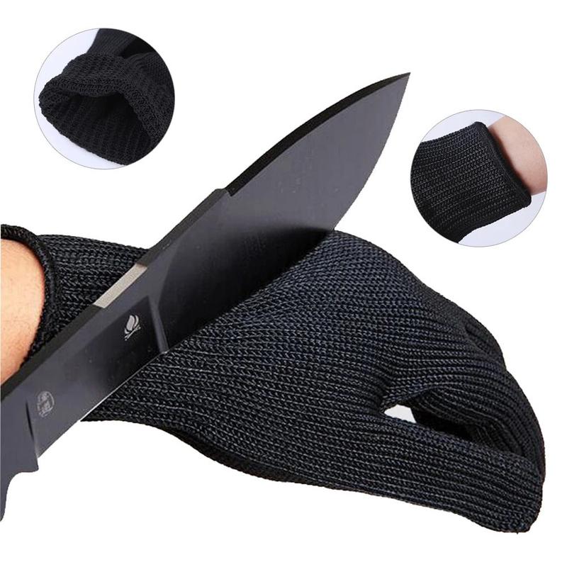 Cut resistant gloves with steel wire mesh construction