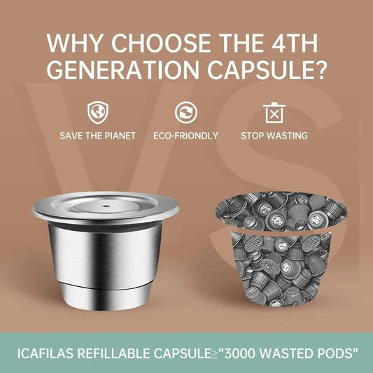 icafilas Reusable Coffee Capsule Set - Stainless Steel Pod - For Nespresso Cafe Machine