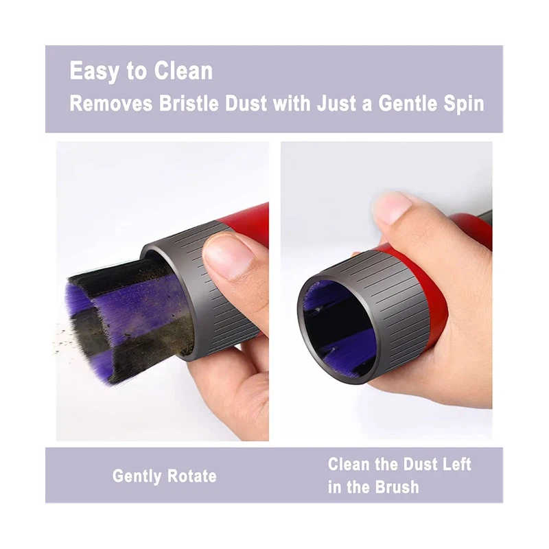 Close-up of dust brush attachment compatible with Dyson V7 V8 V10 V11 V15