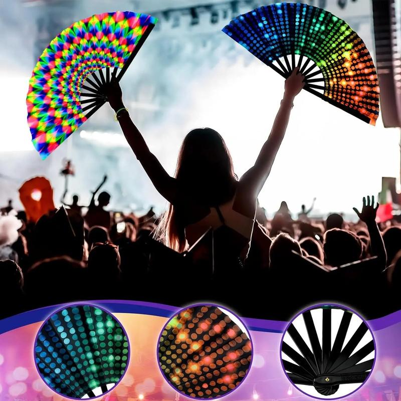 UV Glow Reactive Colourful Folding Festival & Party Fan