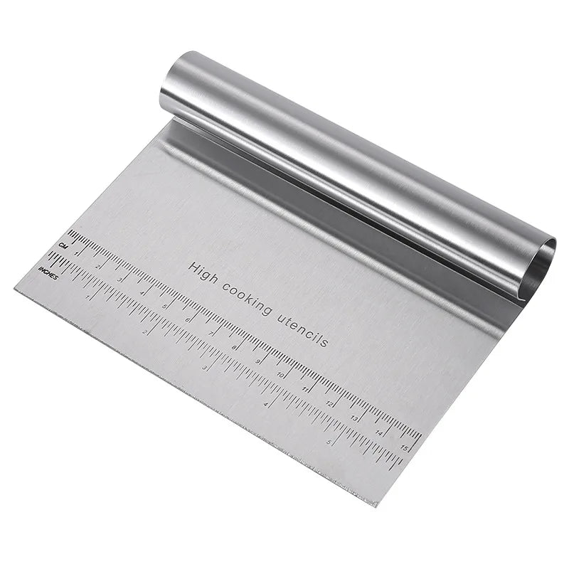 Kitchen bench scraper with easy-clean stainless steel finish