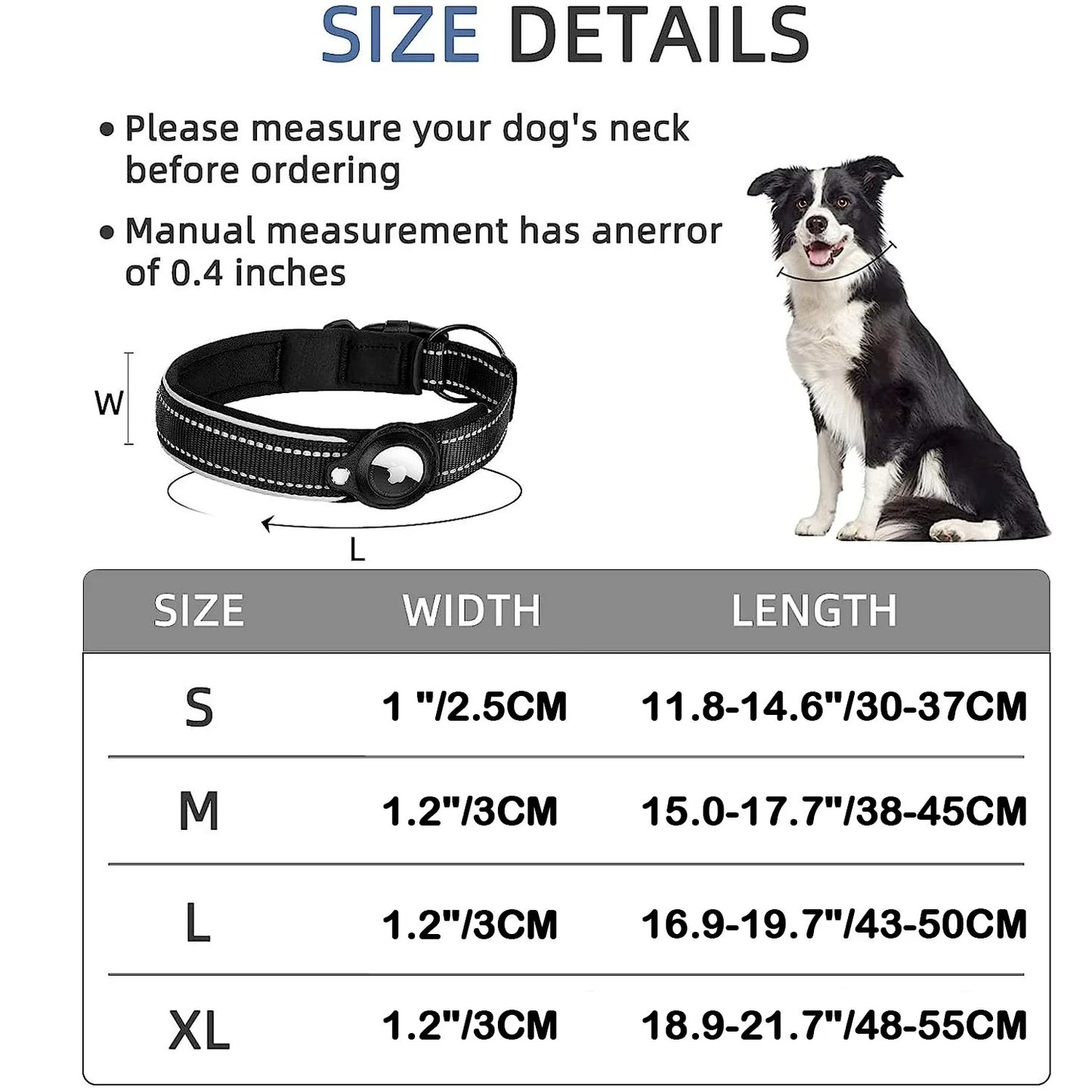 Anti-Lost Reflective Protective Dog Collar for Apple AirTag