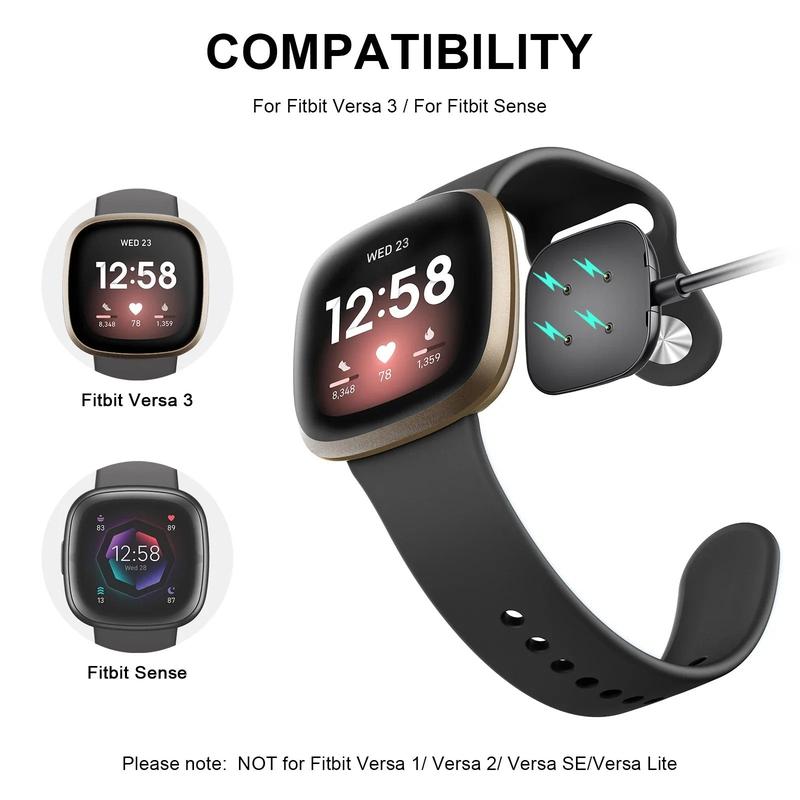 Fitbit Versa 3 Sense magnetic charger showing secure connection