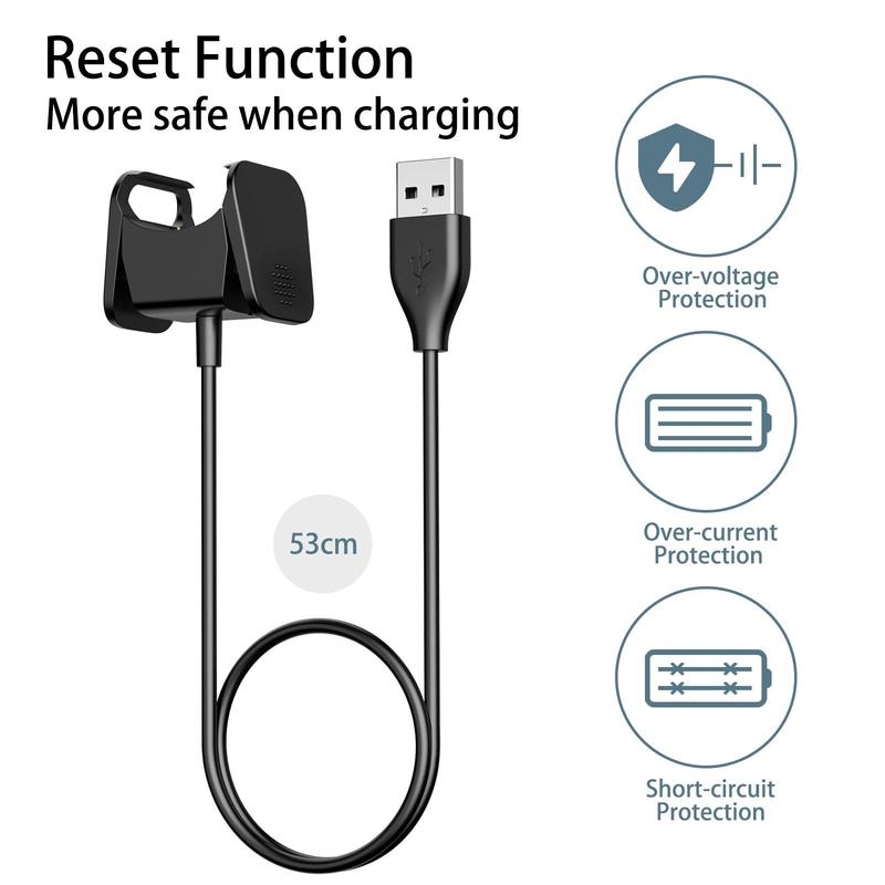USB charging cable with dock for Fitbit showing USB connector