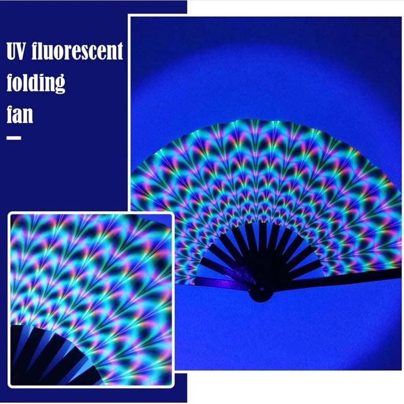 UV Glow Reactive Colourful Folding Festival & Party Fan