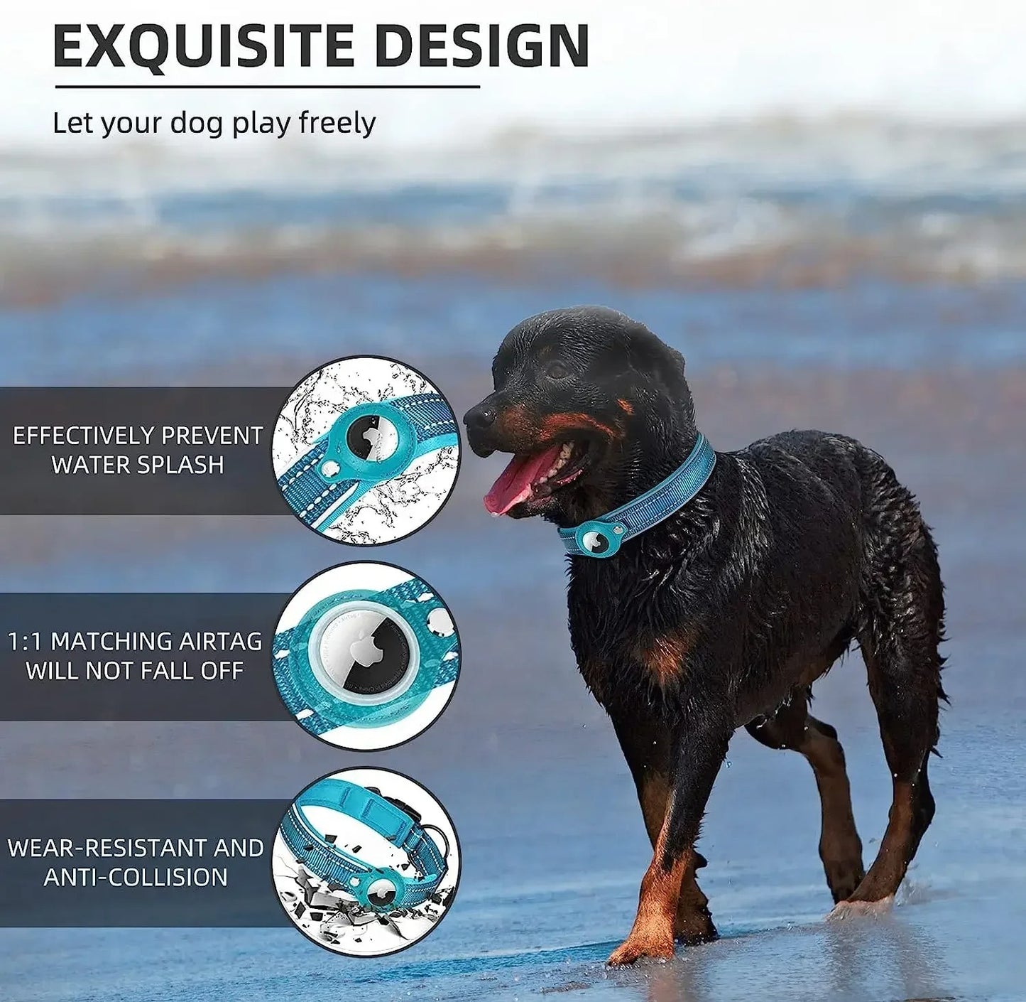 Anti-Lost Reflective Protective Dog Collar for Apple AirTag