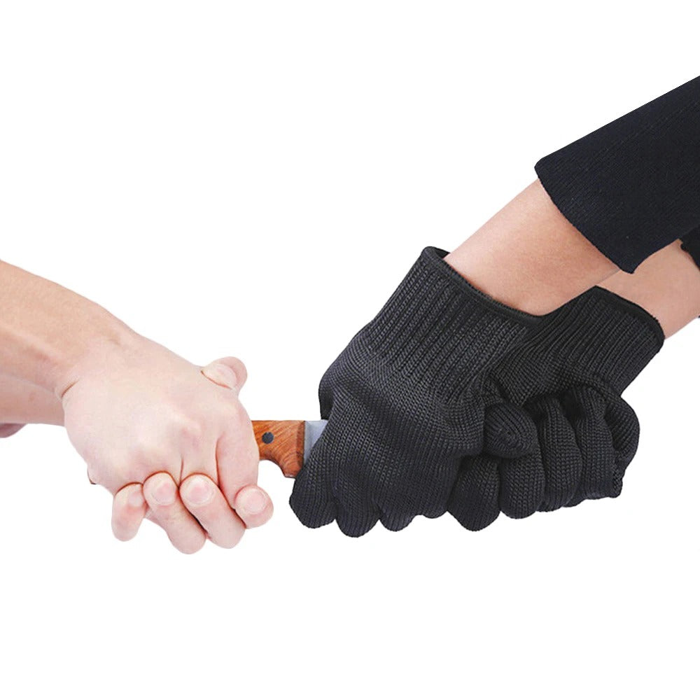 Anti-Cut Black Steel Wire Mesh Gloves