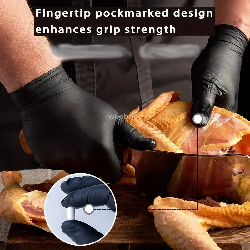 Latex-free disposable gloves in black