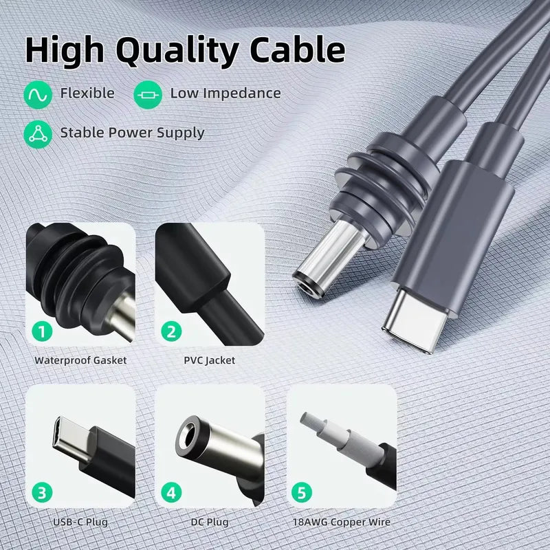 StarLink Mini power cable showing waterproof USB-C connector detail