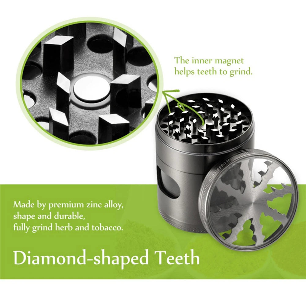 Four-layer Premium Herb Grinder 62mm with window