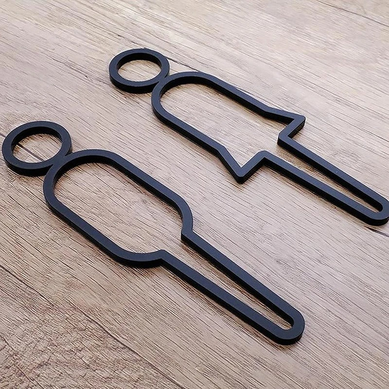 Stylish black washroom sign for commercial use