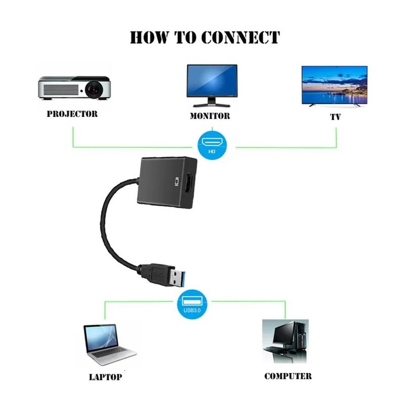 USB 3.0 to HDMI-Compatible Converter Multi Display Graphic Adapter