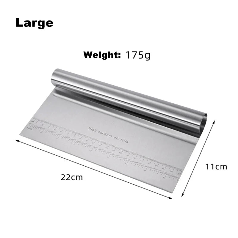 Dough scraper showing metric and imperial measurement scales