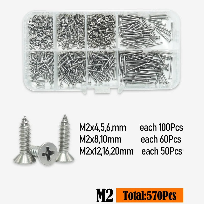 304 Stainless Steel Tapping Screw Kit storage case with compartments