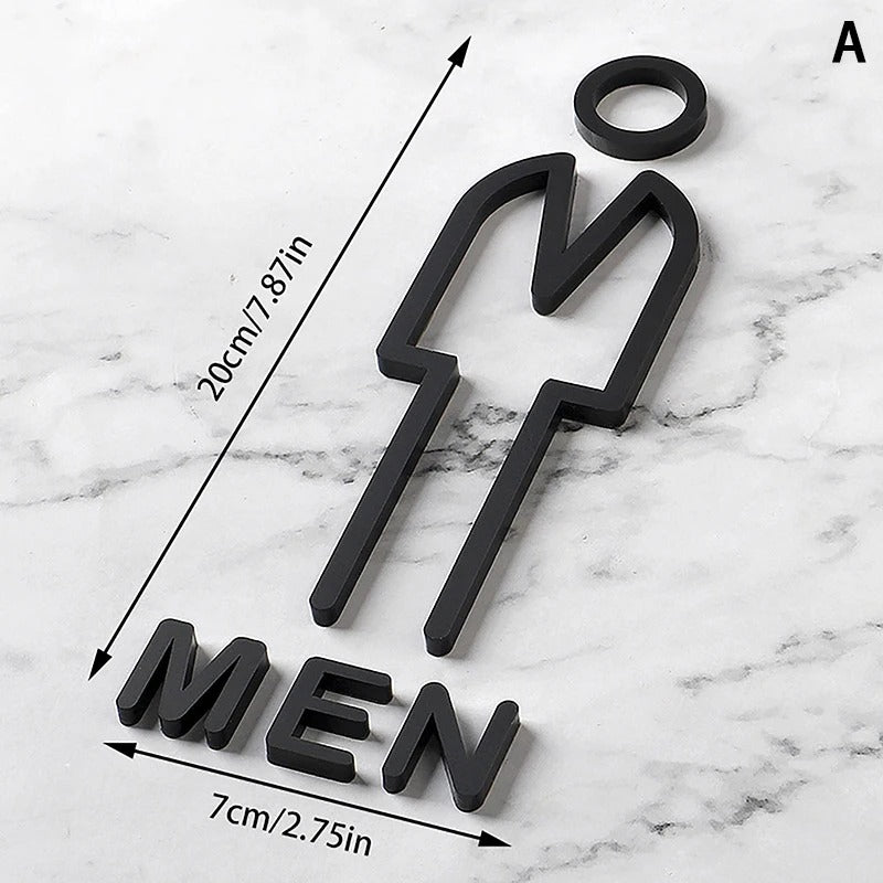 Modern unisex toilet sign with metal-like finish