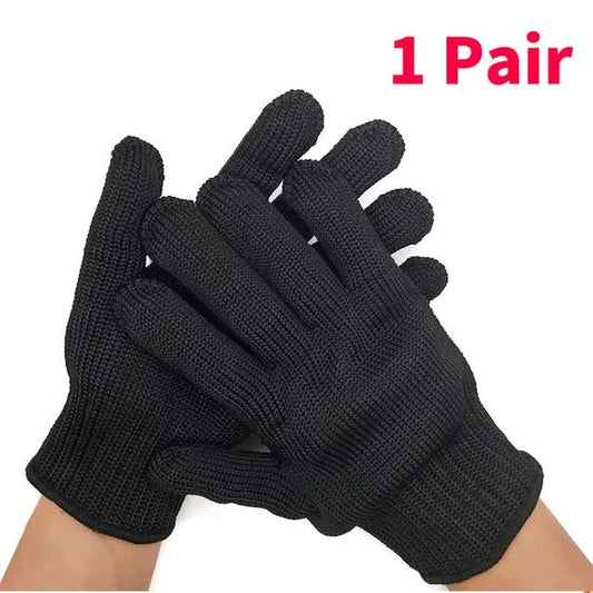Anti-Cut Black Steel Wire Mesh Gloves