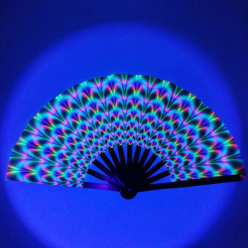 UV Glow Reactive Colourful Folding Festival & Party Fan