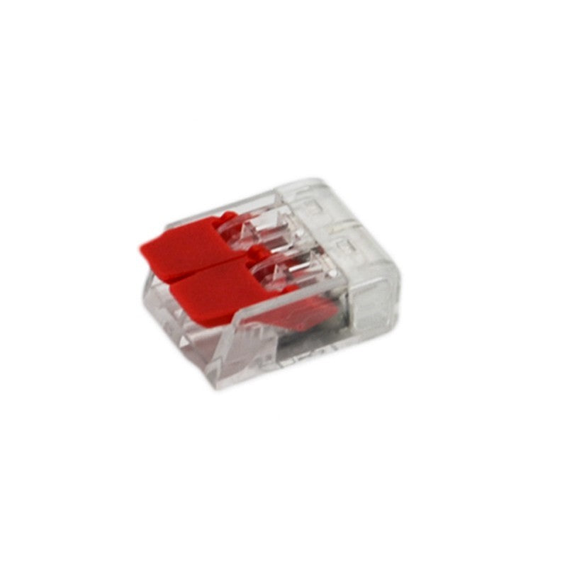 Close-up of push-in wire connector transparent housing
