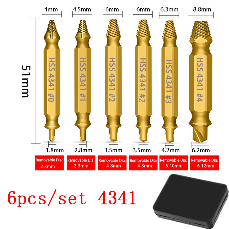 HSS damaged screw extractor set with storage case