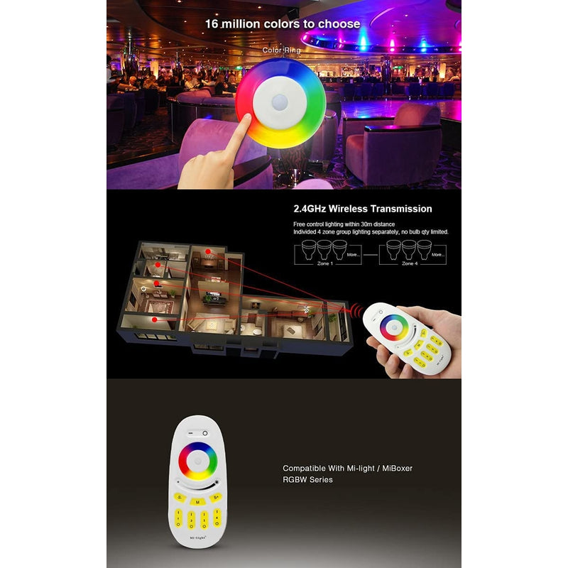 MiLight RF remote controller specifications and dimensions