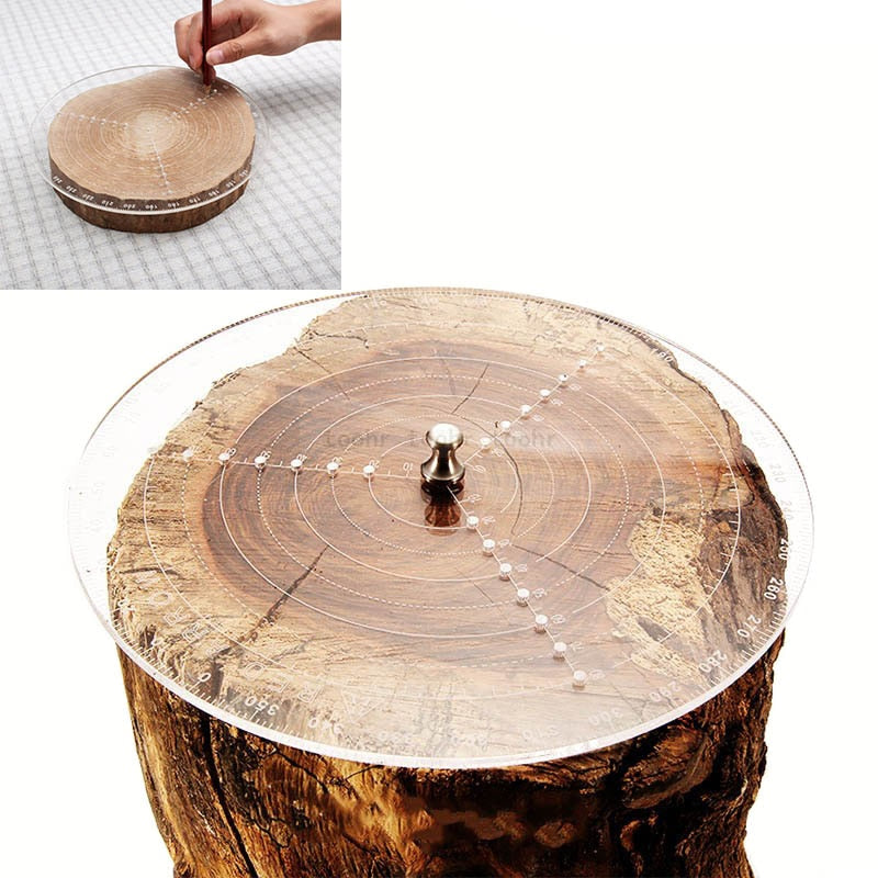 Clear acrylic centre finder ruler and scribing gauge for woodturning