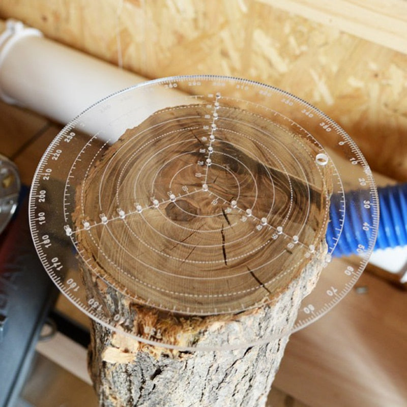 Clear acrylic centre finder with measurement scale