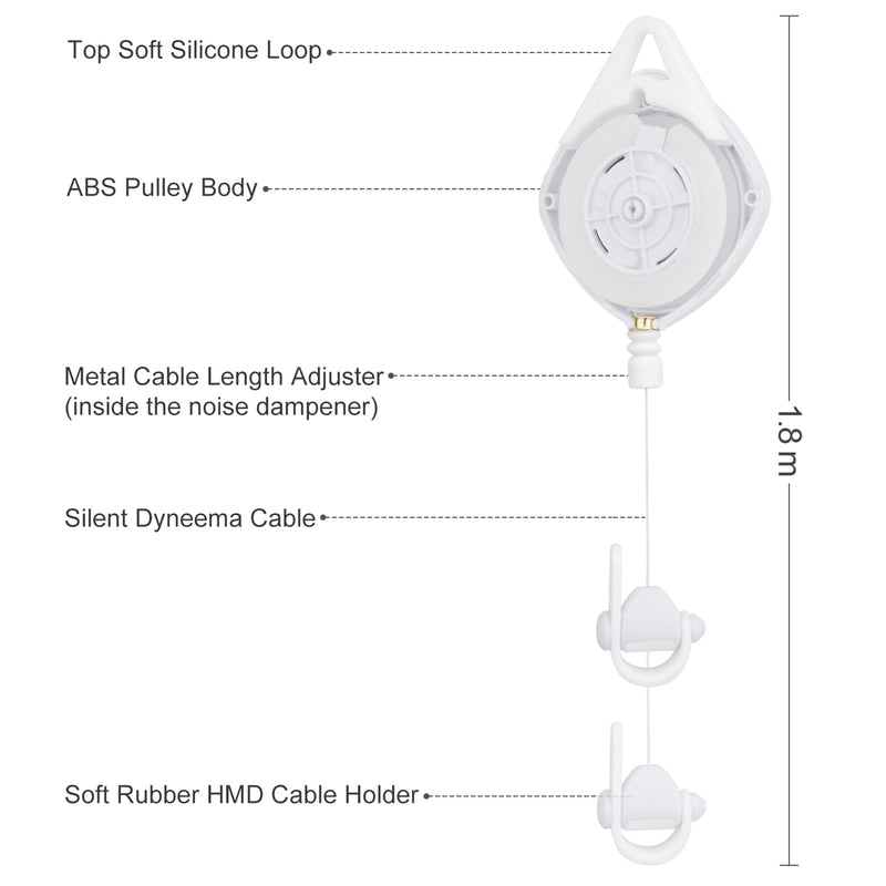 VR cable pulley mounting options including adhesive and screw hooks