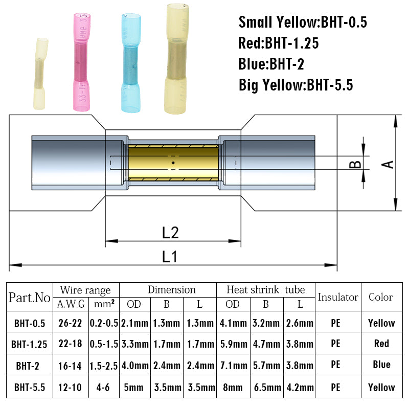 Heat Shrink Waterproof Wire Connectors 5pcs (3 size options)