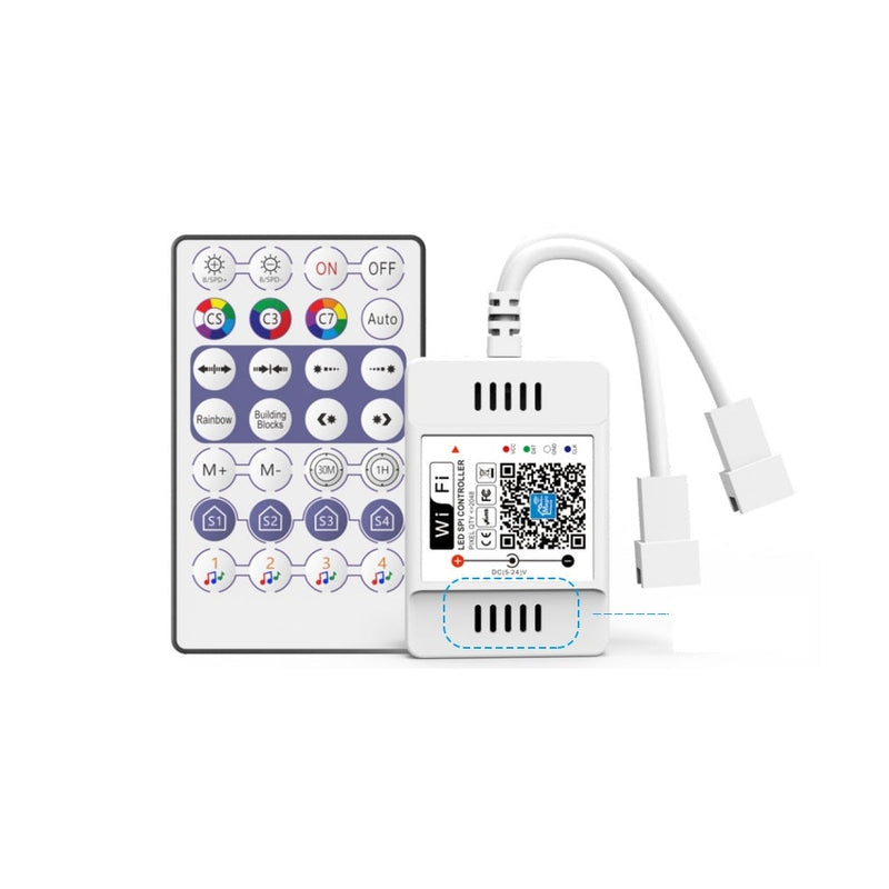 WS2812B WiFi LED controller with remote control and smartphone app compatibility