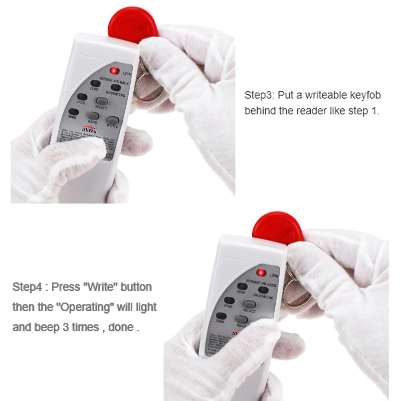 Close up of RFID duplicator control buttons
