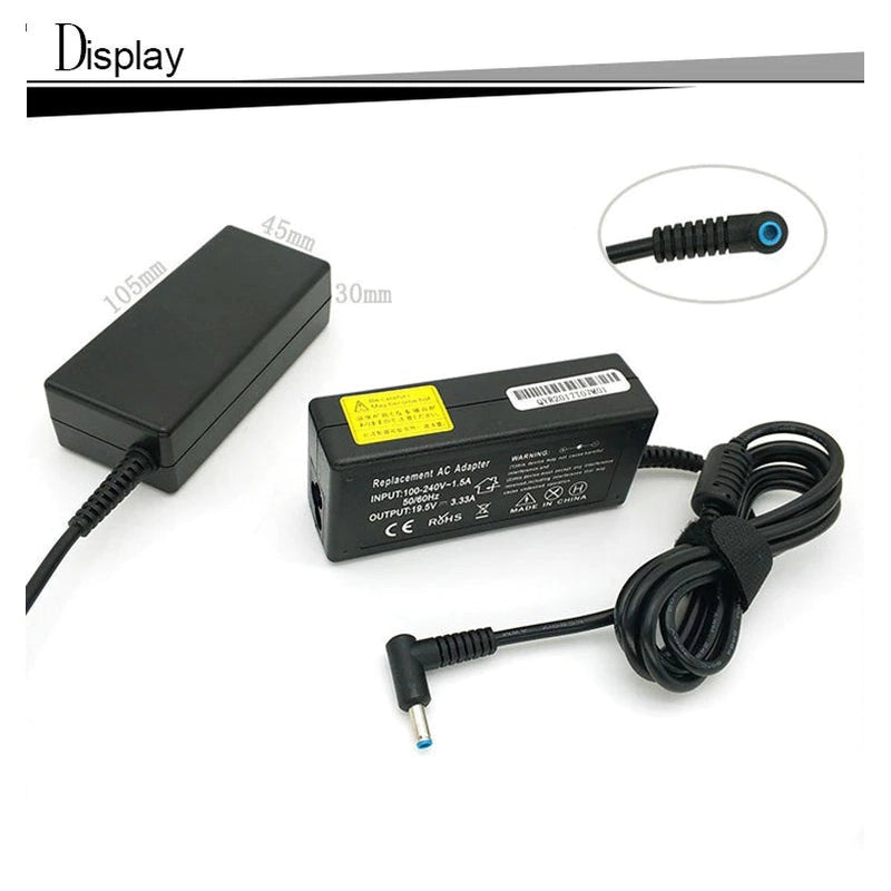 65W laptop charger 19.5V 3.33A showing 4.5mm x 3.0mm connector tip